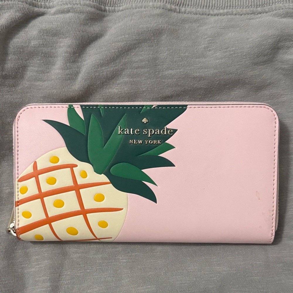 Kate Spade Pink Wallet with Pineapple Design